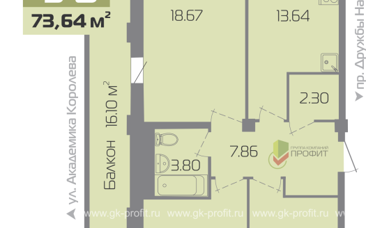 Квартира, комнат 3, этаж 3